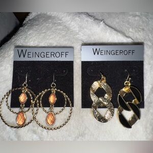 Weingeroff Gold and Black Earrings Set Vintage